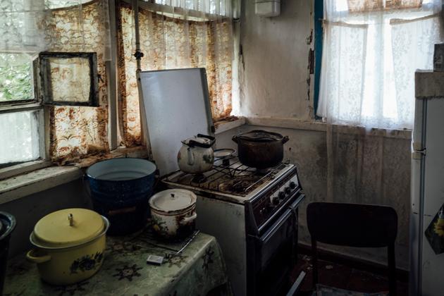 The kitchen of 90-year-old Nina in Yunakivka, Sumy oblast (Ukraine), Monday, August 12, 2024.