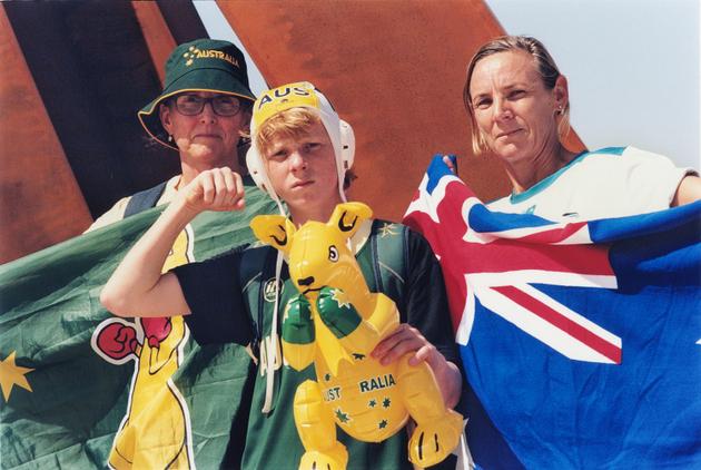 Australian fans at the water polo tournament at the Olympic Aquatic Center in Saint-Denis (north of Paris) on July 30.