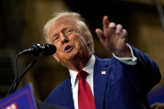 Le candidat républicain à la présidence, l’ancien président Donald Trump, s’exprime lors d’un événement de campagne à Precision Components Group, à York, en Pennsylvanie, lundi 19 août 2024. 