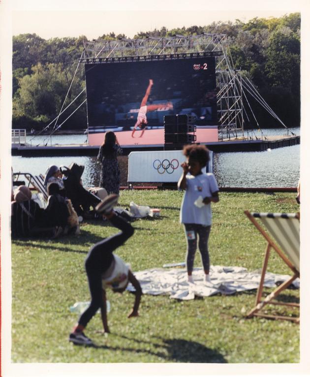 The broadcast of a gymnastics event in the Parc Georges-Valbon, La Courneuve (north of Paris), on July 28.