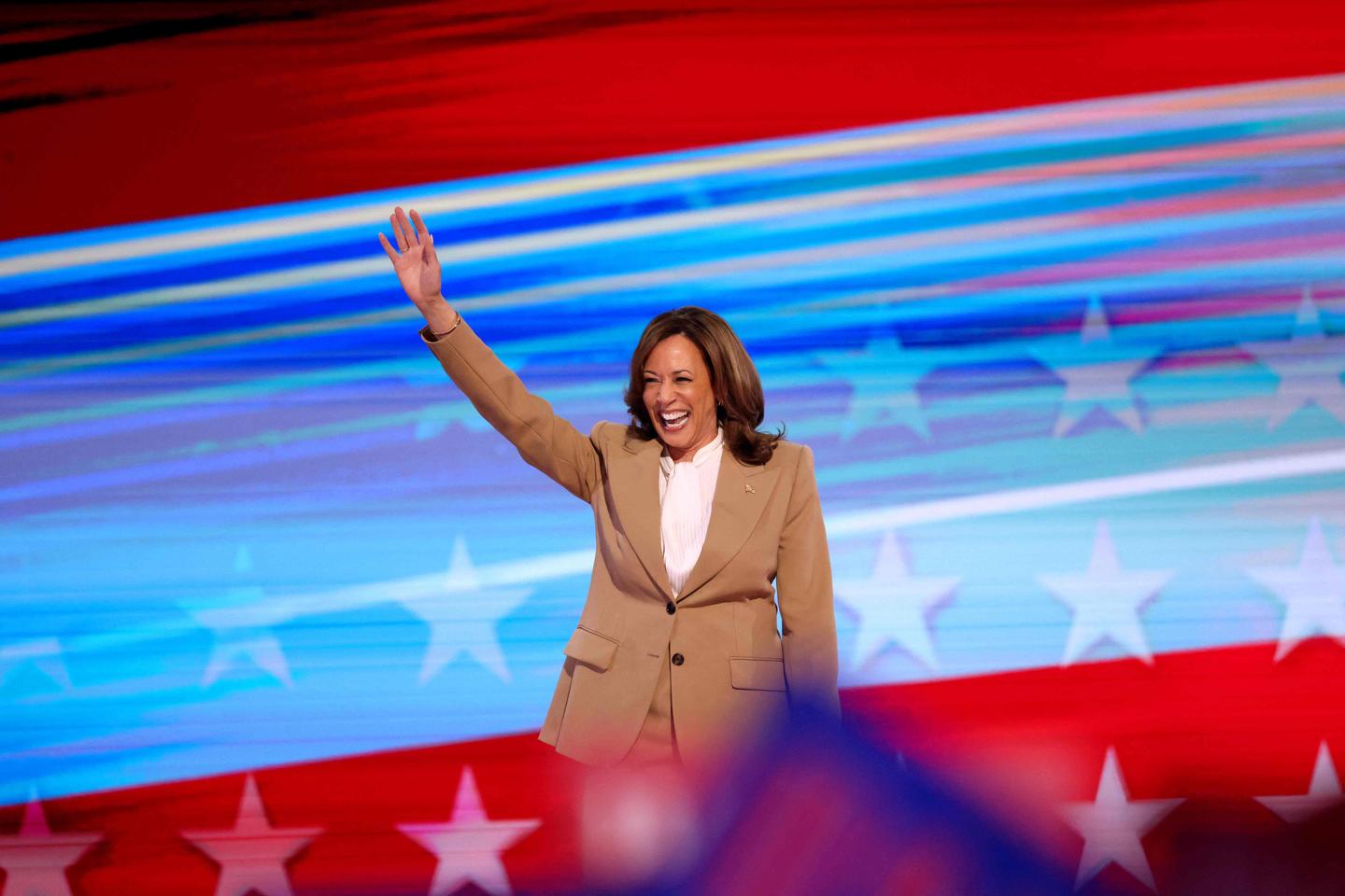 Kamala Harris makes surprise appearance at DNC as party says goodbye to Biden