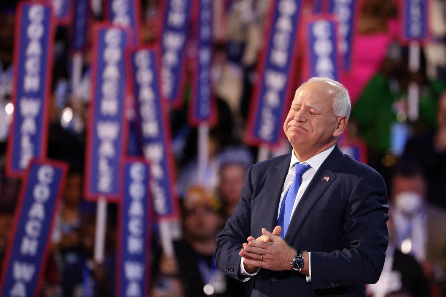 VP pick Tim Walz lauds Kamala Harris at Democratic convention