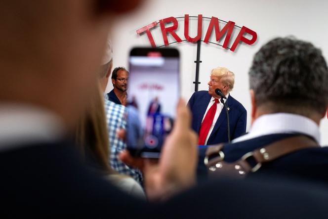 Donald Trump, in Roseville, Michigan, 26 augustus 2024.