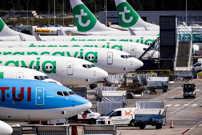 Des avions cloués au sol à l’aéroport d’Eindhoven, après une panne informatique, le 28 août 2024.
