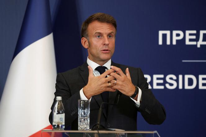 Emmanuel Macron au cours de sa conférence de presse à Belgrade, le 29 août 2024. 