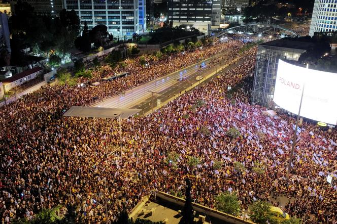 Manifestation en faveur d’un accord pour la libération des otages à Gaza et contre le gouvernement de Benyamin Nétanyahou, à Tel Aviv, le 1ᵉʳ septembre 2024.