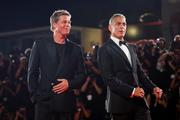 Brad Pitt et George Clooney à la Mostra de Venise (Italie), le 1ᵉʳ septembre 2024.