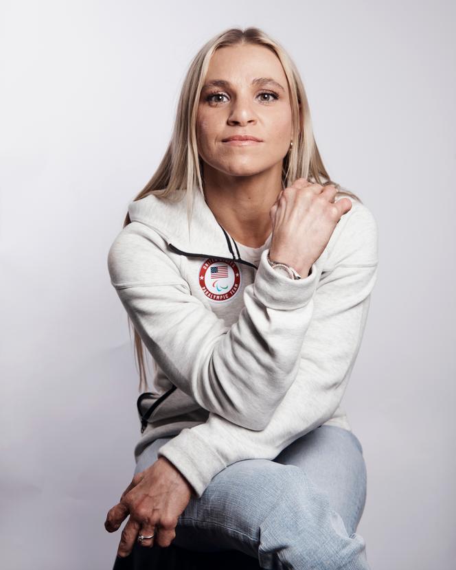 Atleta americana Oksana Masters, em Nova York, 16 de abril de 2024.