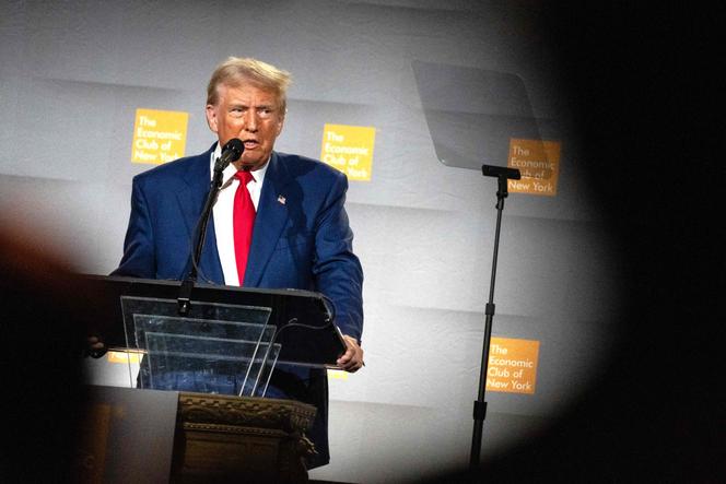 L’ancien président des Etats-Unis et candidat républicain à l’élection présidentielle Donald Trump s’adresse à l’Economic Club of New York, le 5 septembre 2024.