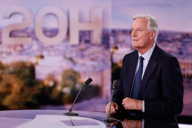 Le nouveau premier ministre Michel Barnier lors de sa première interview après sa nomination à Matignon, vendredi 6 septembre, au « 20 heures » de TF1. 