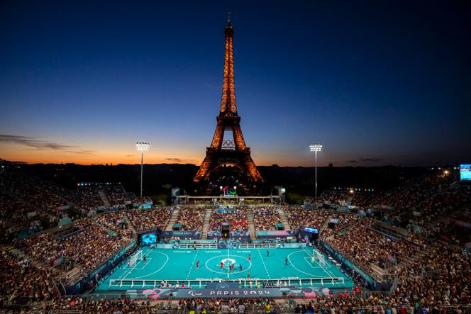 Lors de la rencontre de cécifoot entre la France et la Chine, dimanche 1ᵉʳ septembre 2024, à Paris.
