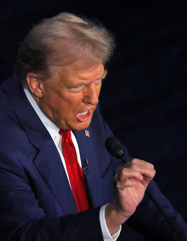 Donald Trump lors du débat présidentiel américain, sur le plateau de la chaîne ABC, à Philadelphie (Pennsylvanie), le 10 septembre 2024.