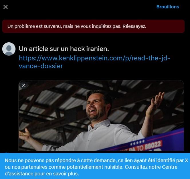 Impossible de publier un lien vers l’enquête du journaliste Ken Klippenstein.