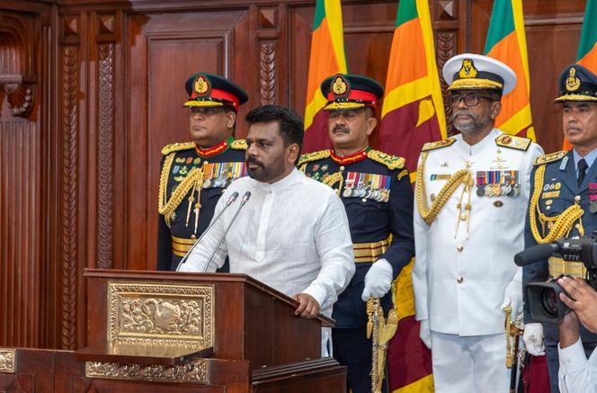 Le nouveau président sri-lankais, Anura Kumara Dissayanake, à Colombo, le 23 septembre.