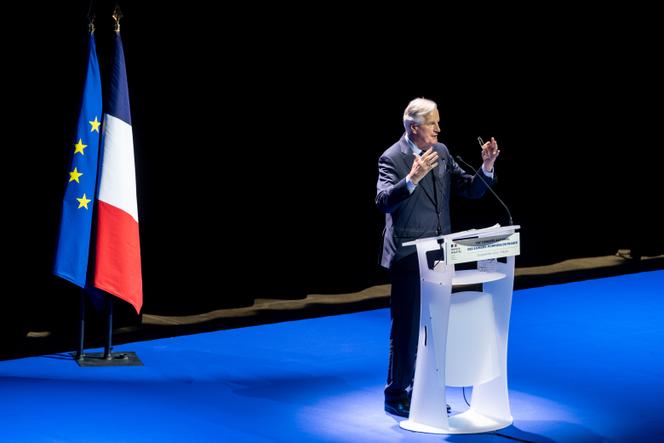 Le premier ministre, Michel Barnier, lors d’un discours au 130ᵉ Congrès national des sapeurs-pompiers de France, à Mâcon, le 28 septembre 2024.