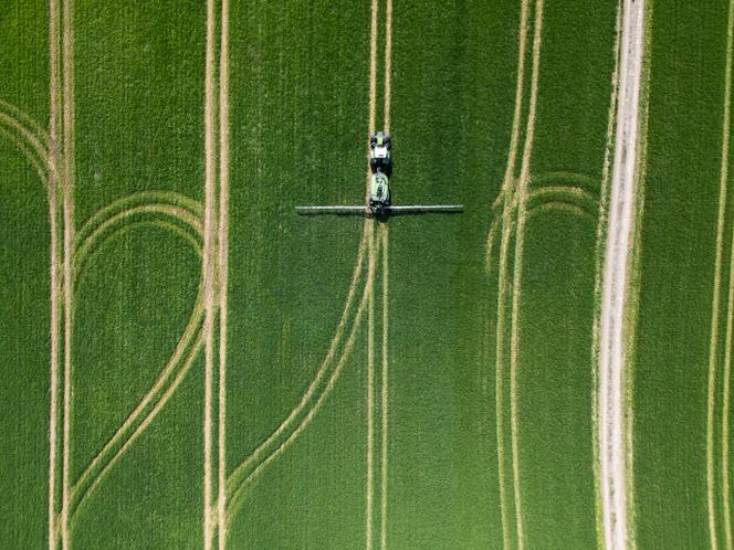 Pulvérisation de pesticides dans un champ du Bade-Wurtemberg (Allemagne), le 11 avril 2024