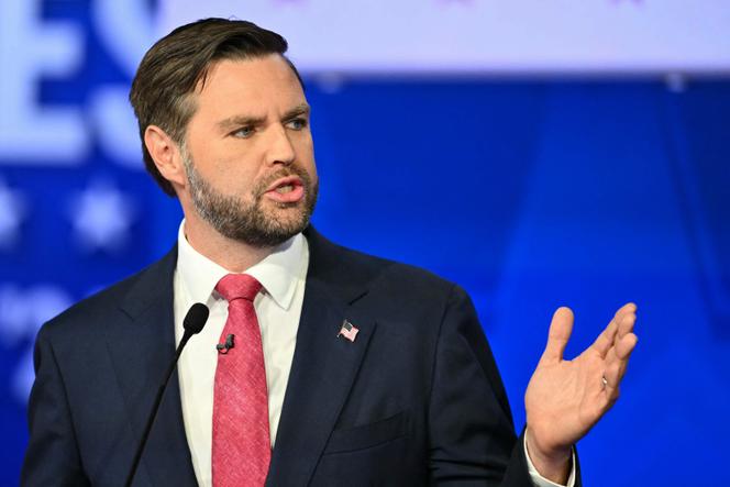 US Senator and Republican vice presidential candidate J.D. Vance speaks during the Vice Presidential debate with Minnesota Governor and Democratic vice presidential candidate Tim Walz, hosted by CBS News at the CBS Broadcast Center in New York City on October 1, 2024.
