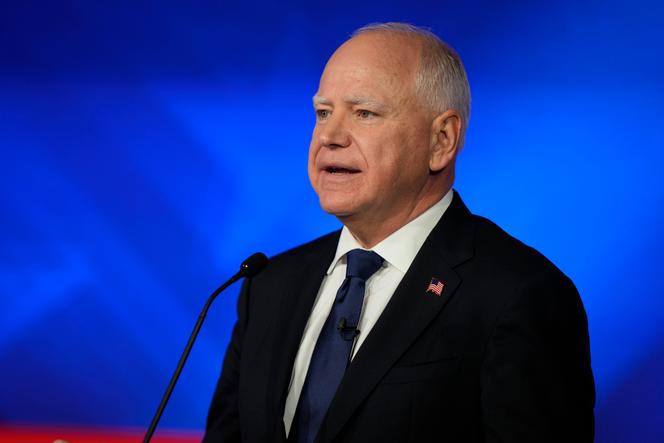 Democratic vice presidential nominee Minnesota Gov. Tim Walz speaks during a vice presidential debate hosted by CBS News, with Republican vice presidential nominee Sen. JD Vance, R-Ohio on Oct. 1, 2024, in New York. 