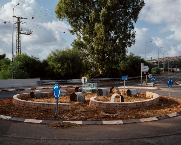 An October 7 memorial at the entrance to the Rosh Hanikra kibbutz in northern Israel 