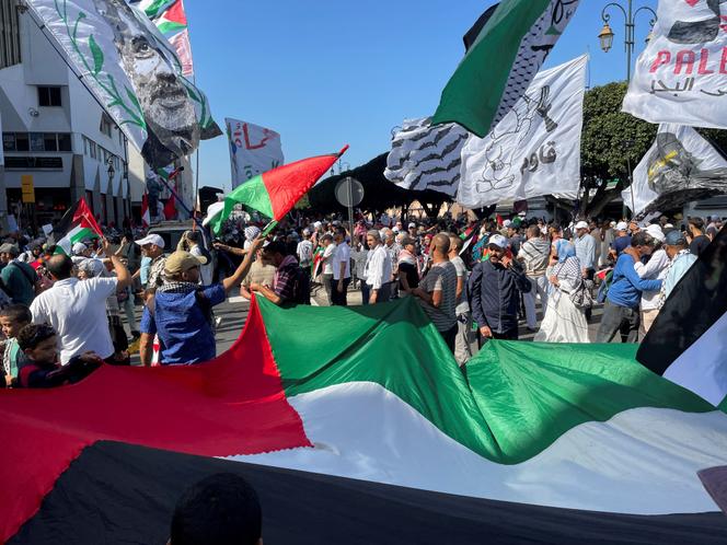 Lors d’une manifestation de soutien aux Palestiniens, à Rabat (Maroc), le 6 octobre 2024.