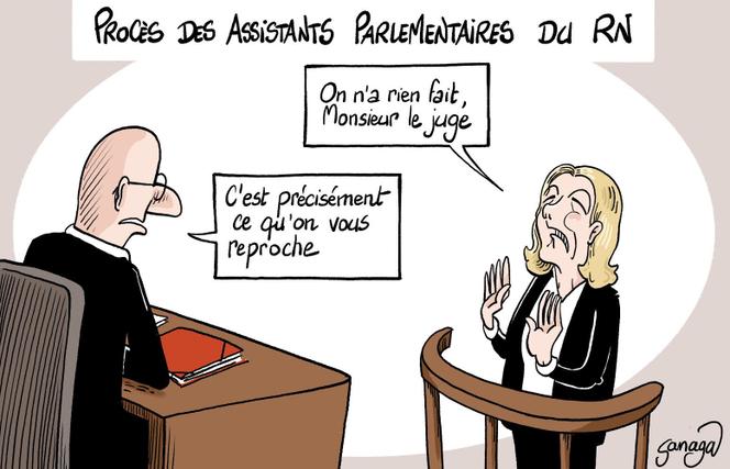 Dessin paru en « une » du « Monde » daté du 8 octobre 2024, signé par le dessinateur français Sanaga.