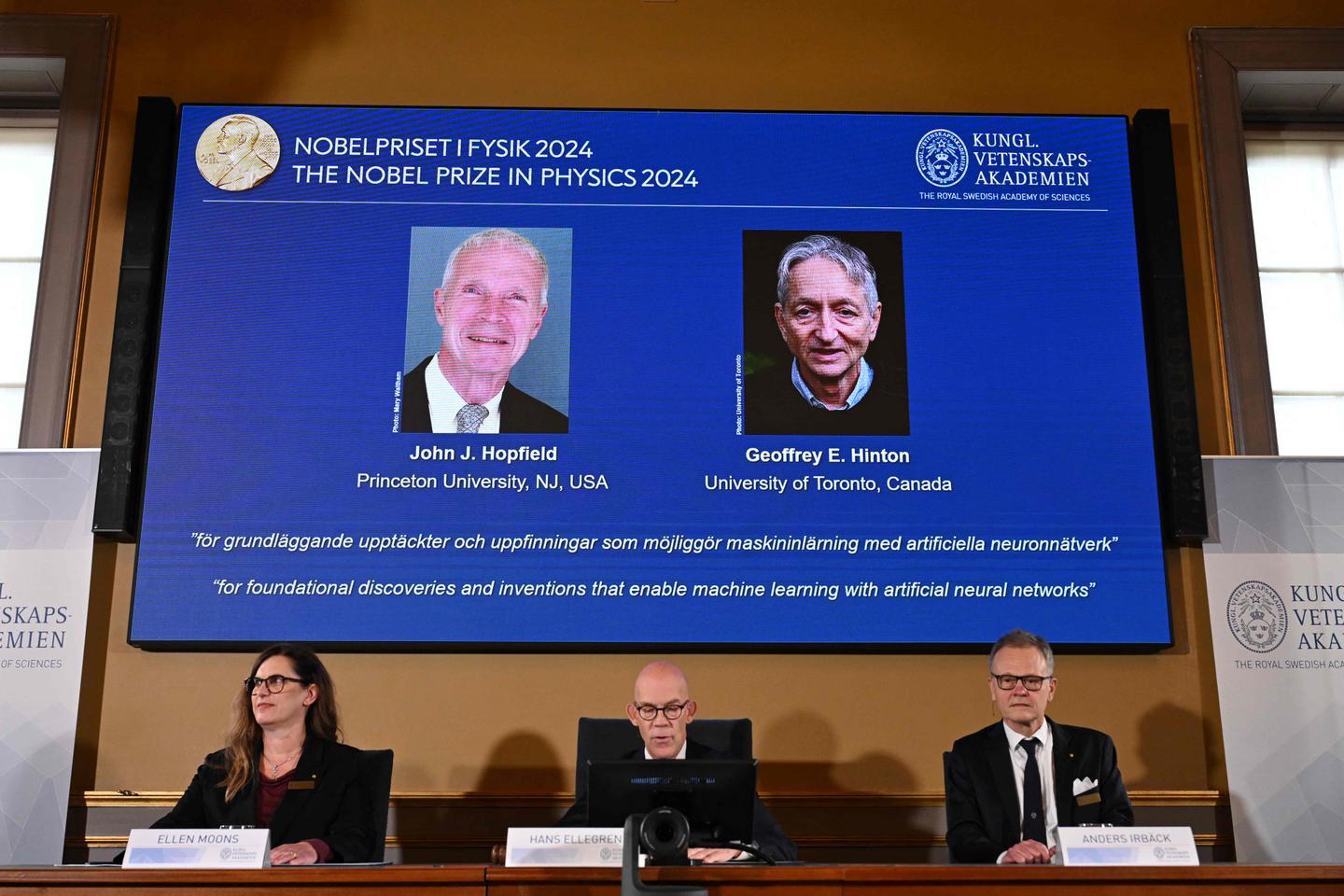 Nobel Prize in physics awarded to two scientists for work on machine learning