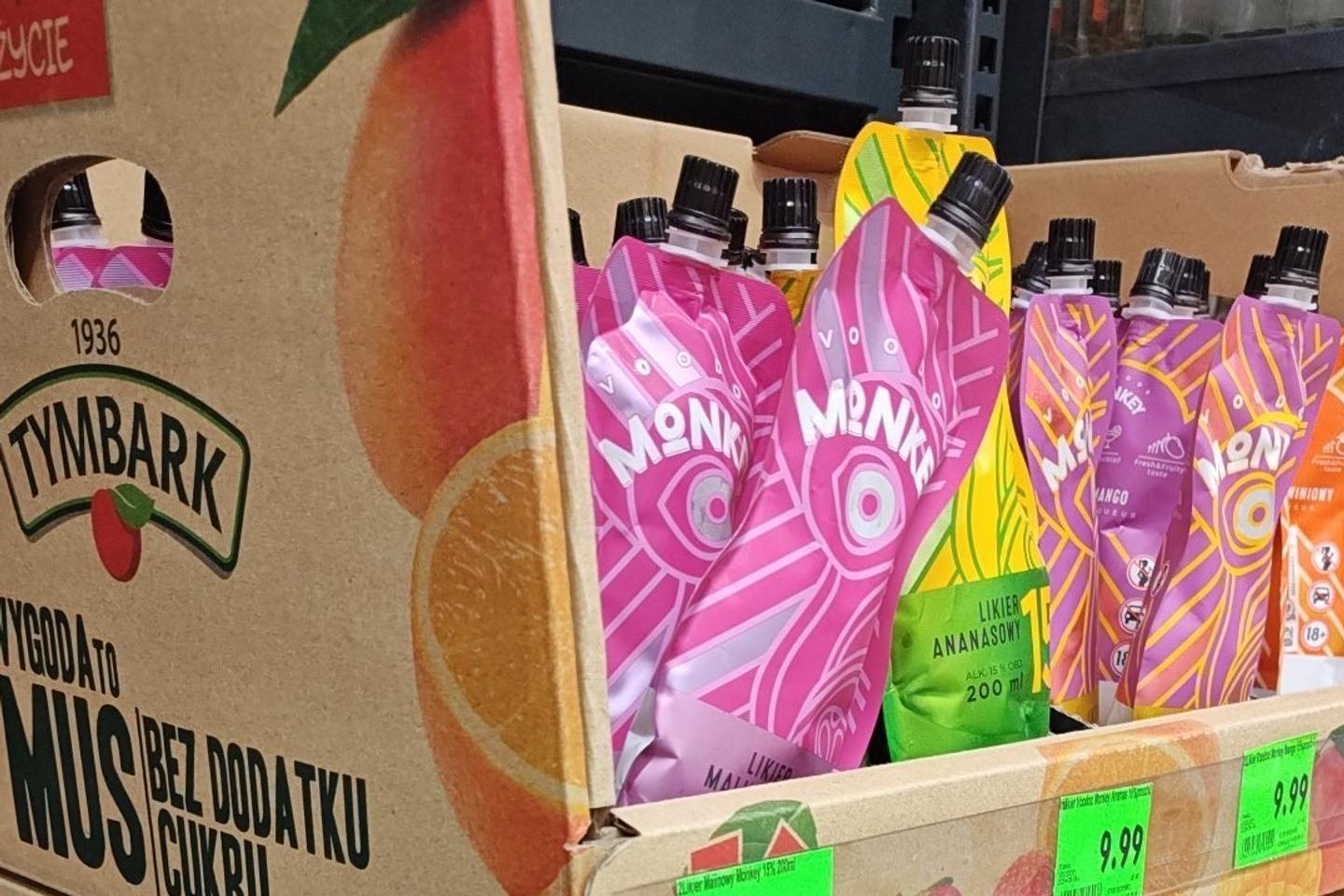 In Poland, vodka sold in fruity pouches resembling children's purées causes a scandal