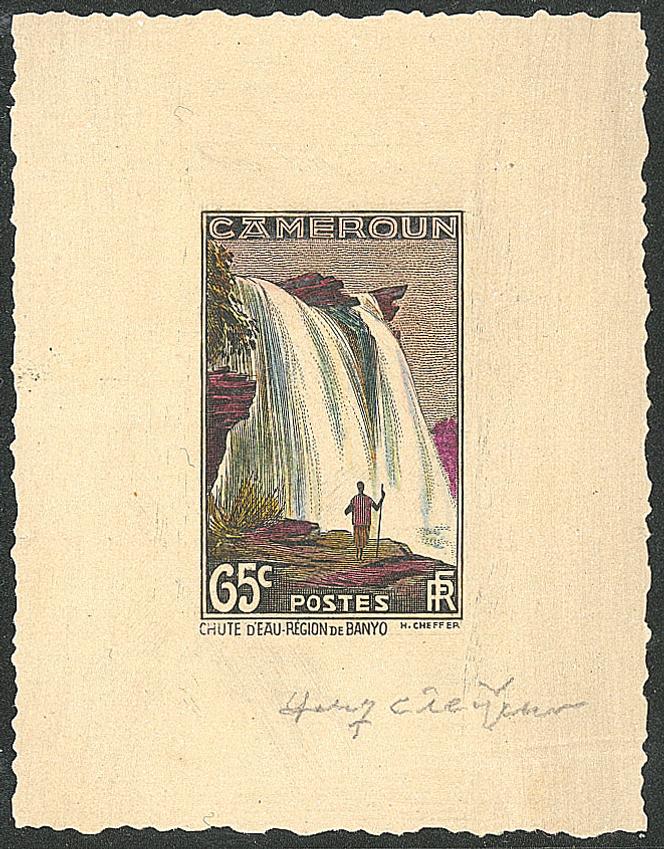 Epreuve de luxe en couleur d’un timbre du Cameroun signée Cheffer. Disponible au prix de 150 euros.