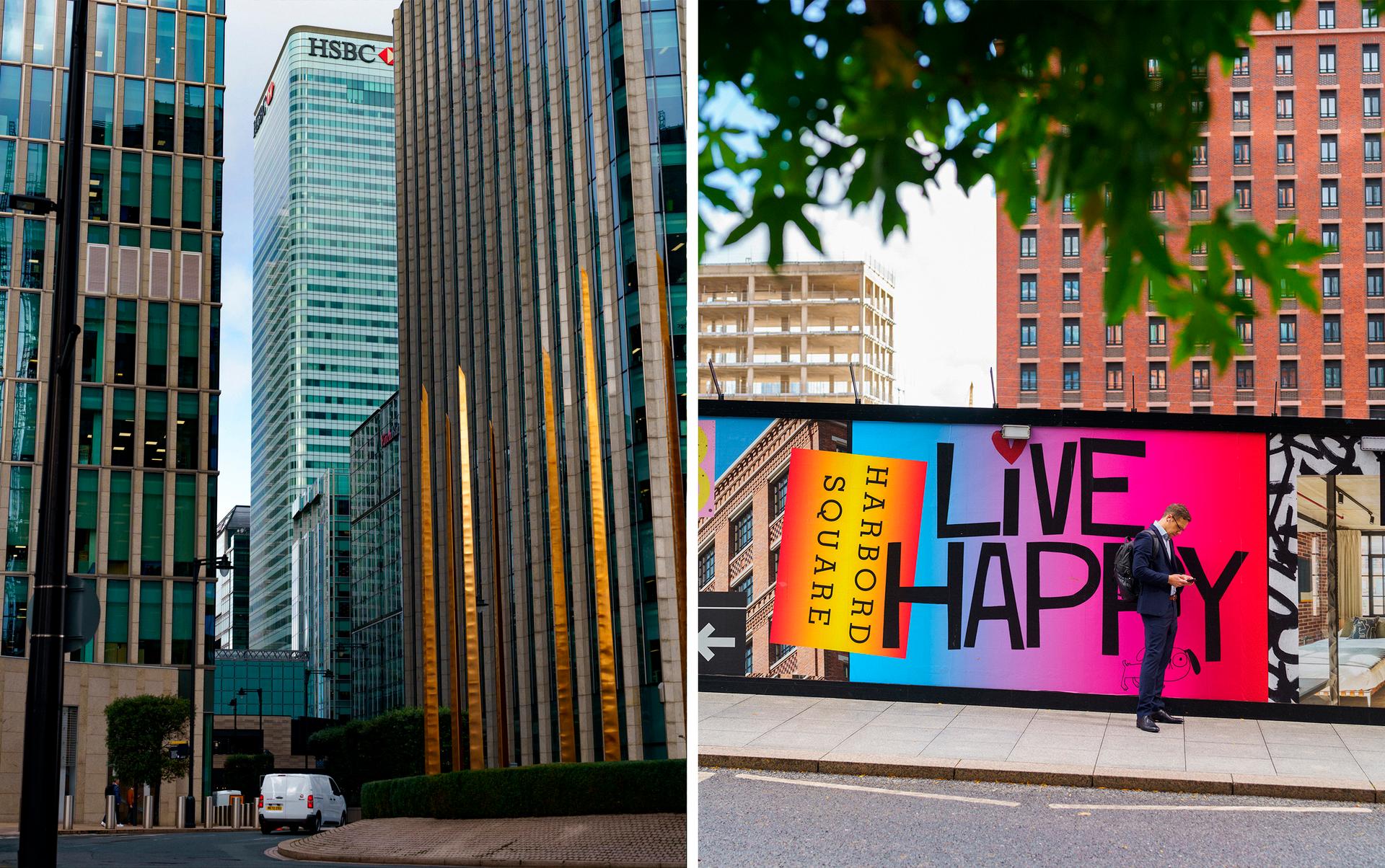 Em torno dos canteiros de obras do bairro Union Square que assume a estética de Manhattan (Nova York), no bairro Canary Wharf, em Londres, 26 de setembro de 2024.