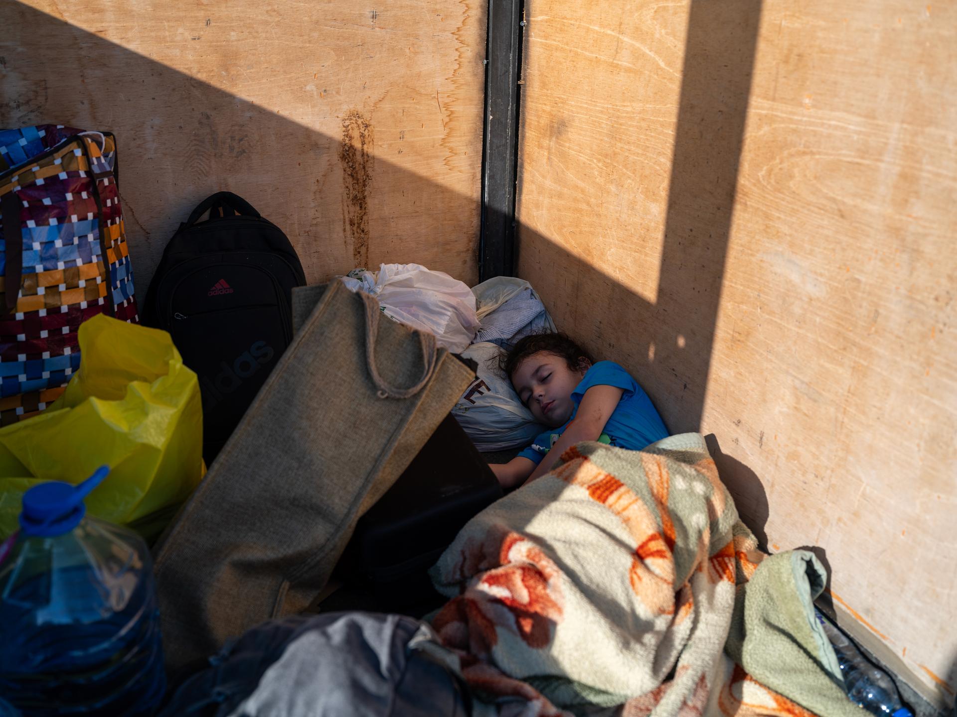A man sleeps near Beirut's central Martyrs' Square, after fleeing Israeli strikes in southern Beirut, September 28