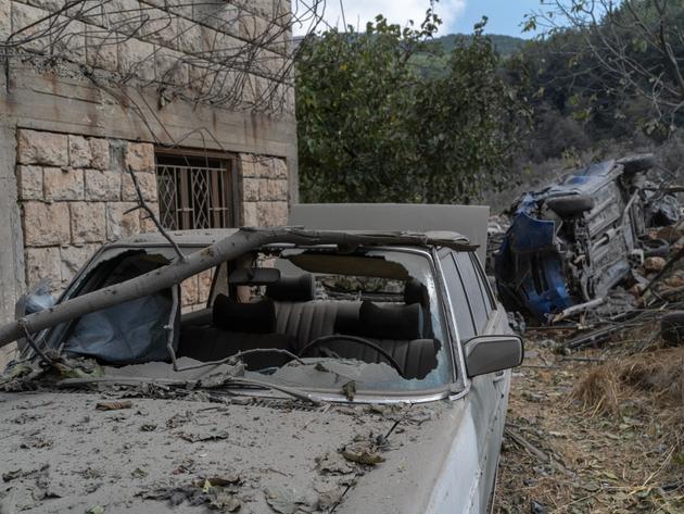 On a site damaged by an Israeli air strike, in Aitou, Lebanon, October 15, 2024.