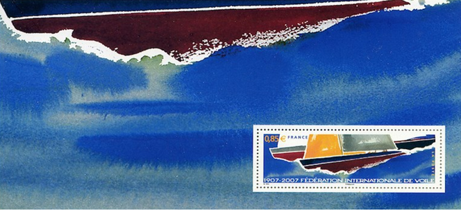 Timbre « Fédération internationale de voile », création de Nicolas Vial (2007).