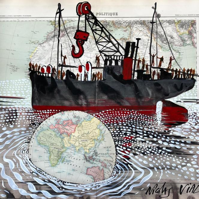 Dessin paru dans « Le Chasse-marée » sur « le difficile sauvetage de la planète Terre ».
