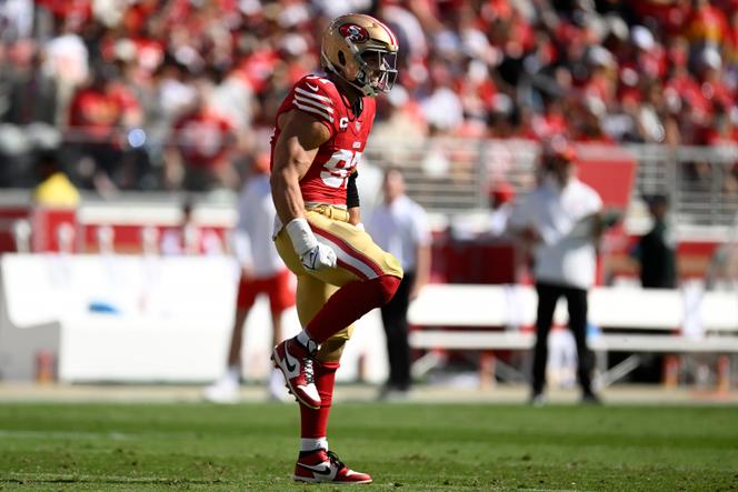 O jogador do San Francisco 49ers, Nick Bosa, durante um jogo contra o Kansas City Chiefs em Santa Clara (Califórnia), 20 de outubro de 2024.