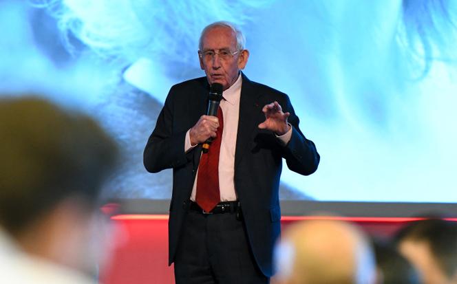 Gérard Mulliez, fondateur du groupe de distribution français Auchan, lors d’un débat à Marcq-en-Barœul (Nord), le 8 mars 2019.