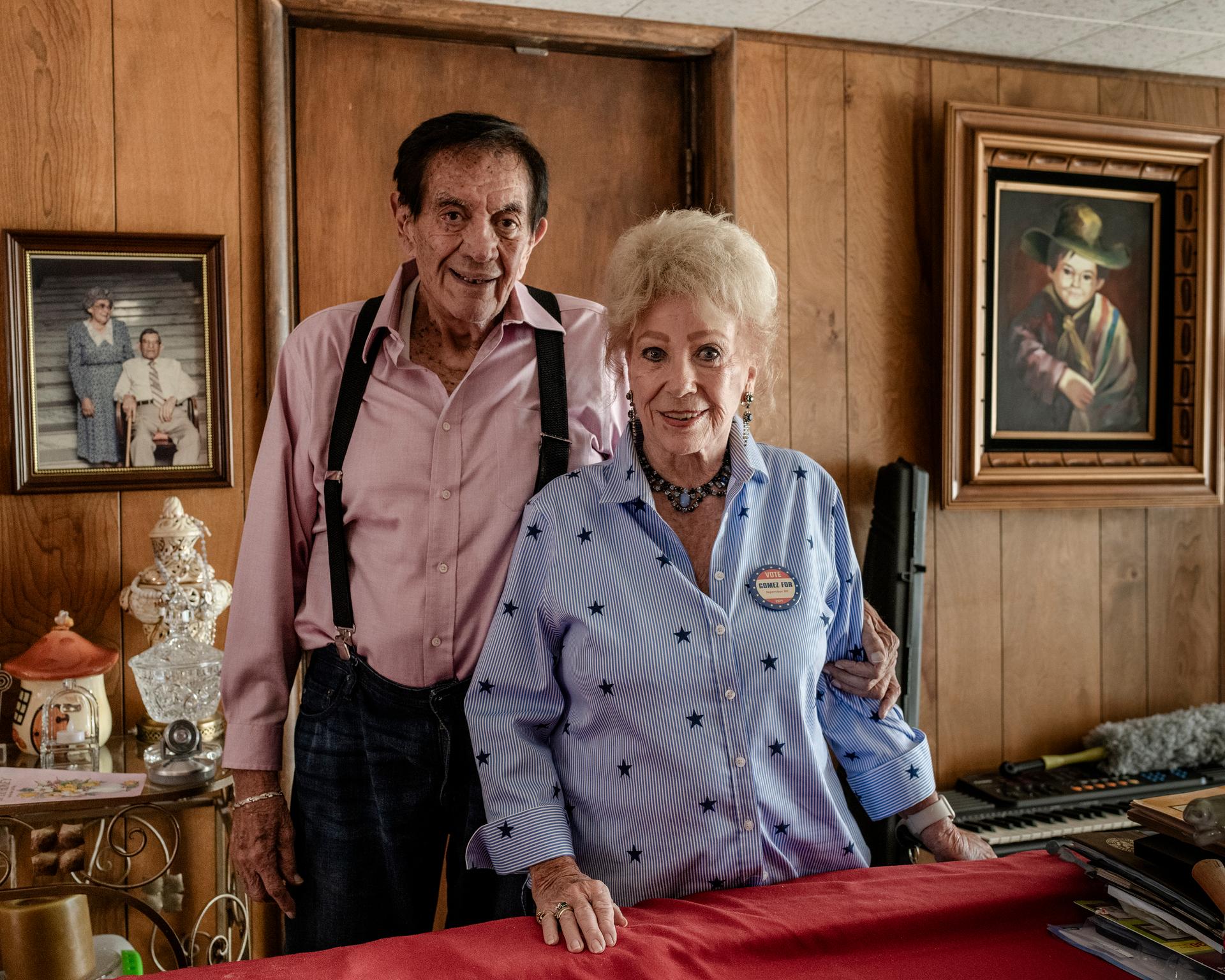 Kathleen Gomez's parents, Mike Gomez, former mayor of Douglas, and his wife Windy, at their home in Douglas, Arizona, October 5, 2024.