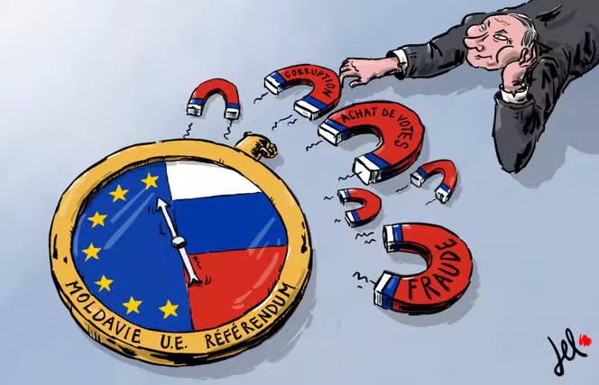 Dessin paru en une du « Monde » daté du 24 octobre 2024, signé par le dessinateur italien Emanuel Del Rosso.