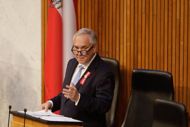 MP of Austria's Freedom Party (FPOe) Walter Rosenkranz delivers a speech after his election as new parliament president in the Austrian Parliament in Vienna on October 24, 2024.