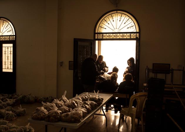Vegetable distribution in the Christian village of Qlayaa, a few kilometers from the border with Israel in southern Lebanon, on October 23, 2024.
