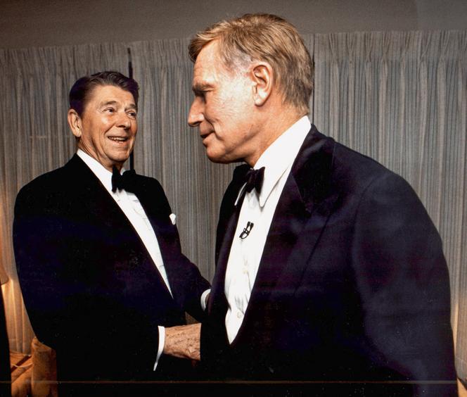 Ronald Reagan and Charlton Heston.
