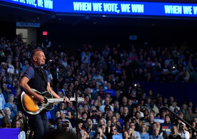 Bruce Springsteen lors d’un événement de campagne des démocrates, à Philadelphie, le 28 octobre 2024.
