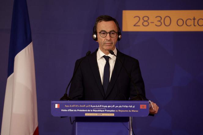 Ministro do Interior, Bruno Retailleau, em Rabat, 29 de outubro de 2024.