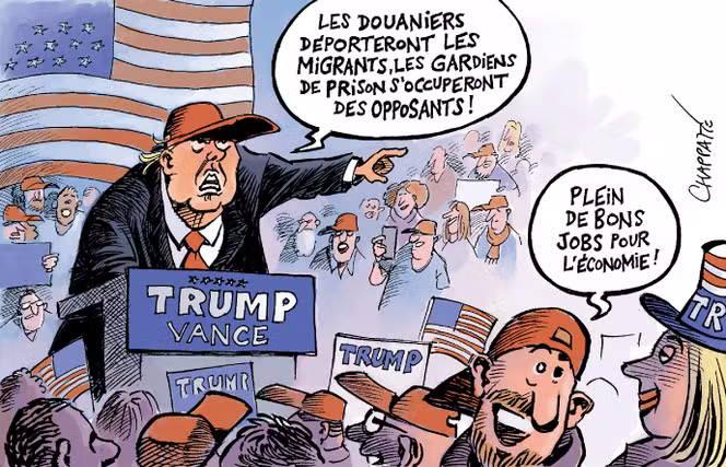Dessin paru en « une » du « Monde » daté du 29 octobre 2024, signé par le dessinateur suisse Chappatte.