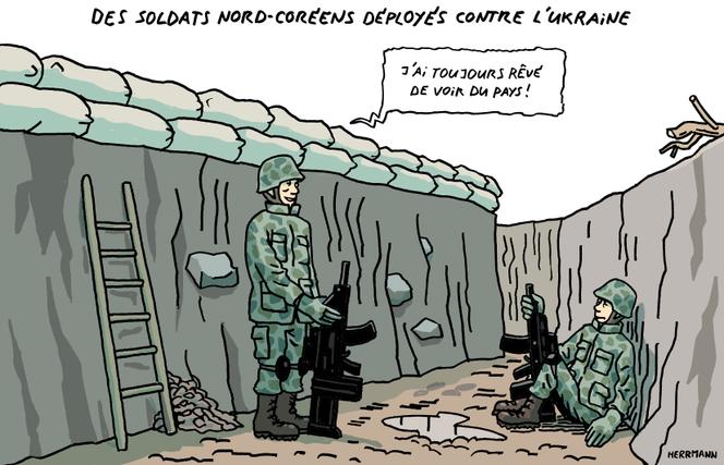 Dessin paru en « une » du « Monde » daté du jeudi 31 octobre 2024, signé par le dessinateur suisse Herrmann.