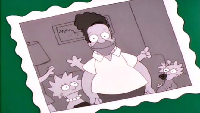 Portrait de famille (raté) des Simpons, lors d’une tentative d’Homer, dans la mini-série « Simpons shorts » (1988), qui a précédé « Les Simpsons ».