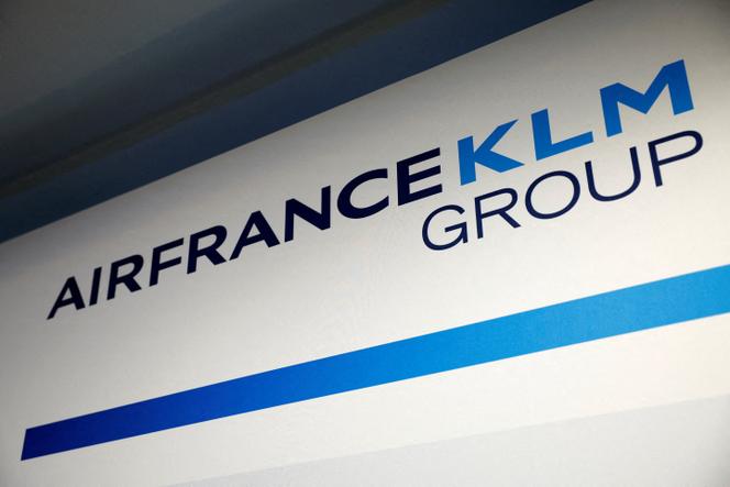 The logo of Air France-KLM Group is seen during their Annual Results 2023 press conference, Paris, February 29, 2024. 