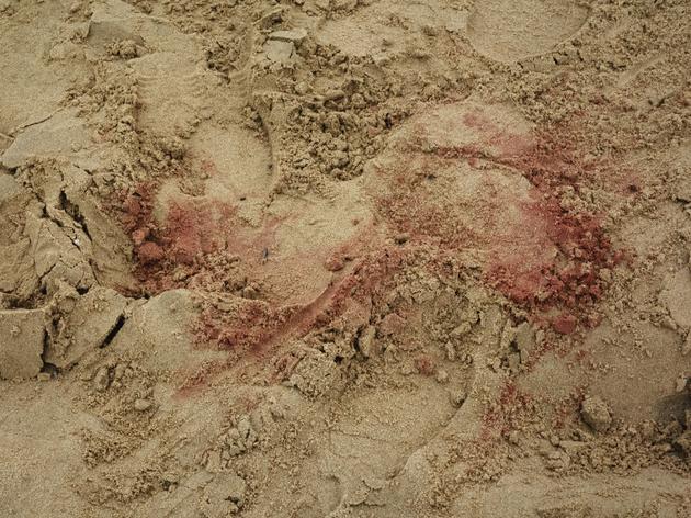 Traces left by the remains of a man, probably of Syrian nationality, found on a beach in Calais, Pas-de-Calais, on November 6, 2024.