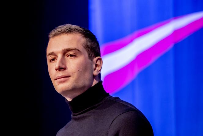 O presidente do Rally Nacional, Jordan Bardella, na Dinamarca, 28 de setembro de 2024. 