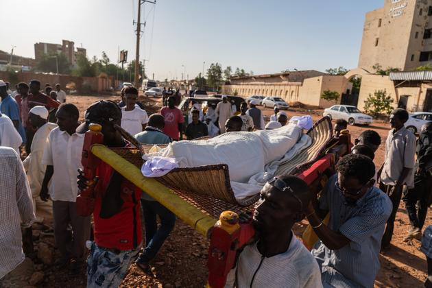 Transportation of Abubakar Jaber's body to the cemetery, killed by mortar fire that hit a school where he was taking refuge with his family, in Omdurman, Sudan, October 26, 2024.