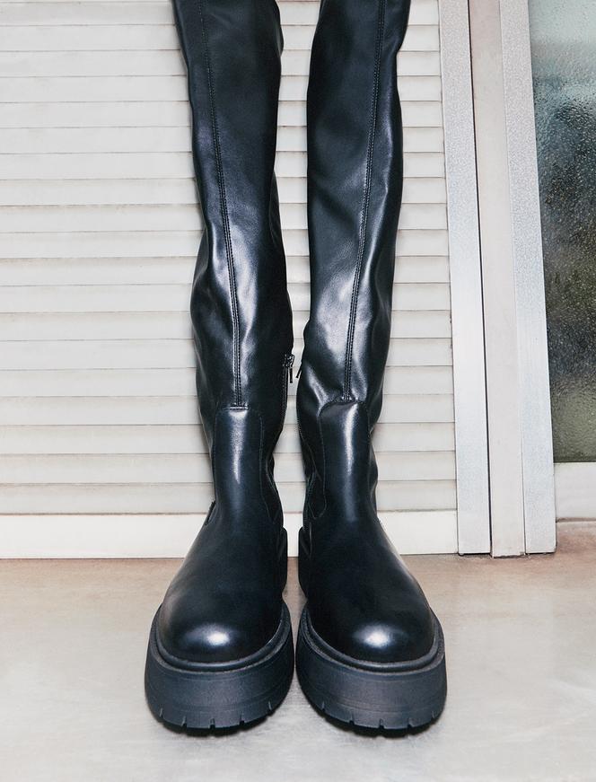 Cuissardes Spherica, à plateau, en cuir et imitation cuir, Geox, 199,90 €.